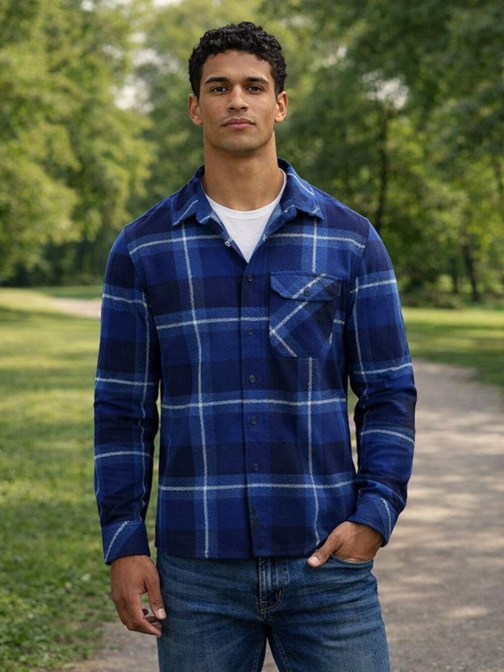 ZeroXposur Stretch Flannel Slate Western Button Down Y2K Long Sleeve Shirt Men M